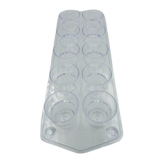10 Clear Plastic Shot Glasses On Tray (25ml)