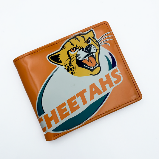 Cheetahs rugby branded wallet orange front view