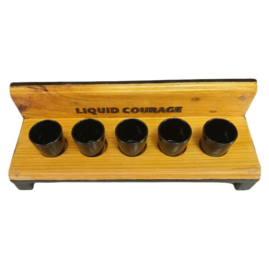 Handcrafted Wooden Shooter Tray "Liquid Courage"