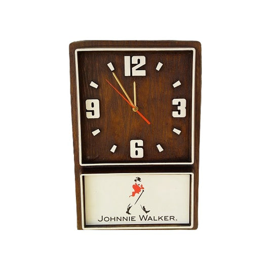 Johnnie Walker box clock wooden finish on white background