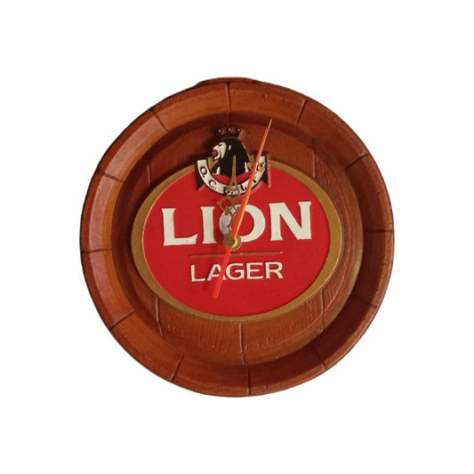 Lion Lager Barrel End Bar Clock