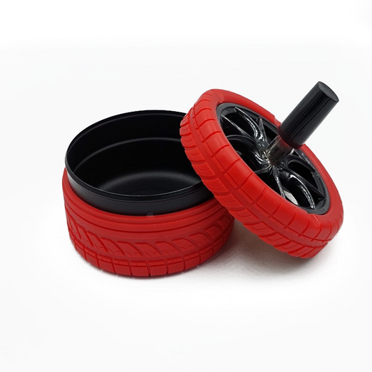 10cm Red spinning tyre ashtray with push lever - Exclusive bar accessories