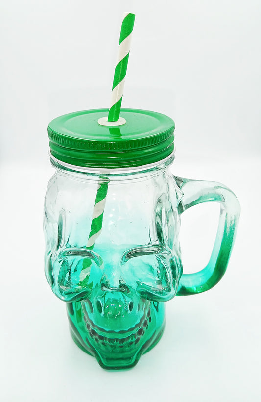 Glass Skull Mug With Straw