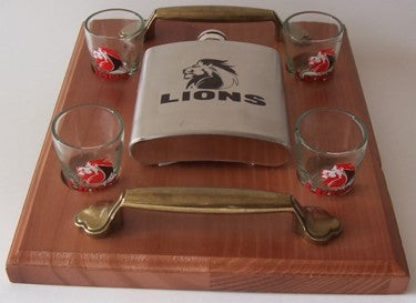  Lions Hip Flask and Shooter Tray freeshipping - Pubstuff 184.00